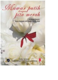 Mawar Putih dengan Pita Merah (E.H,E.A,E.P,E.M,E.T,E.B,E.G,E.U,E.K,E.I,E.E,E.S)